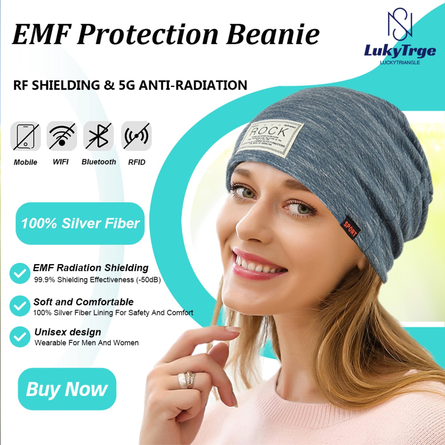 Faraday Hat,EMF Protection Microwave Radiation Blocking Stretch Cap