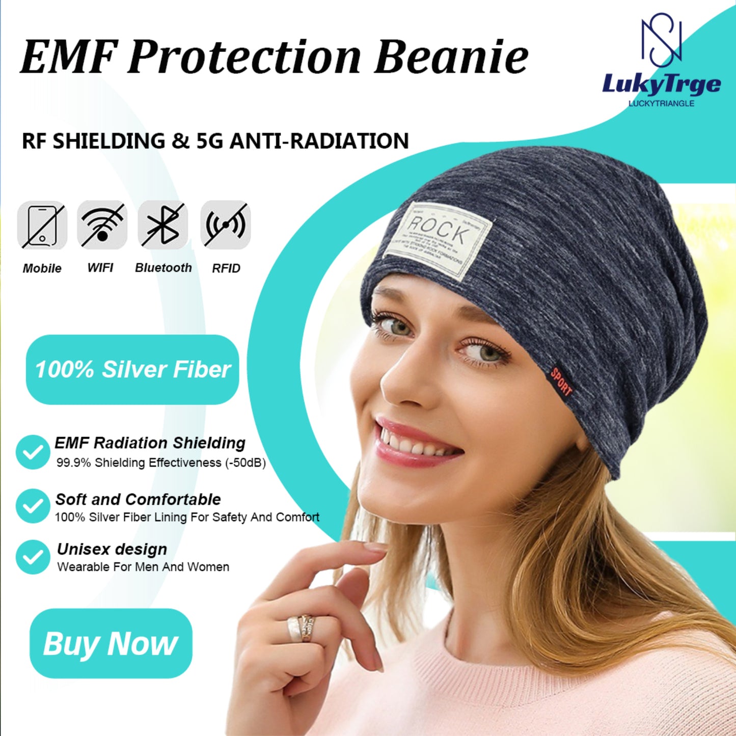 Faraday Hat,EMF Protection Microwave Radiation Blocking Stretch Cap