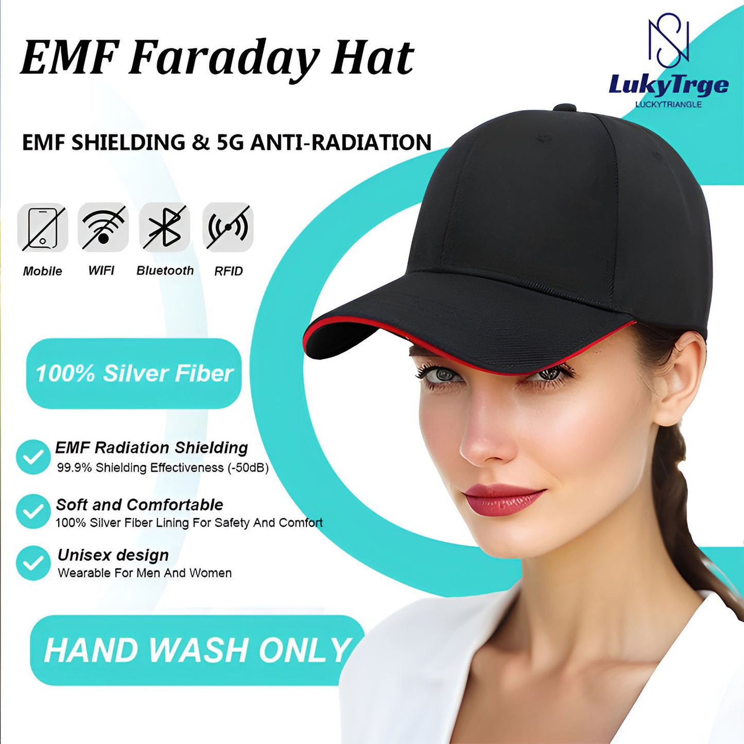 Faraday Hat,EMF Protection Baseball Cap,Blocks 99% of WiFi,RF,EMF,Bluetooth,Cell Towers