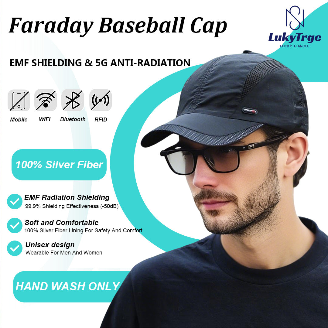 EMF Protection Baseball Cap,Silver Lining Fabric Blocks 99% of WiFi,Bluetooth,Cell Towers,RF