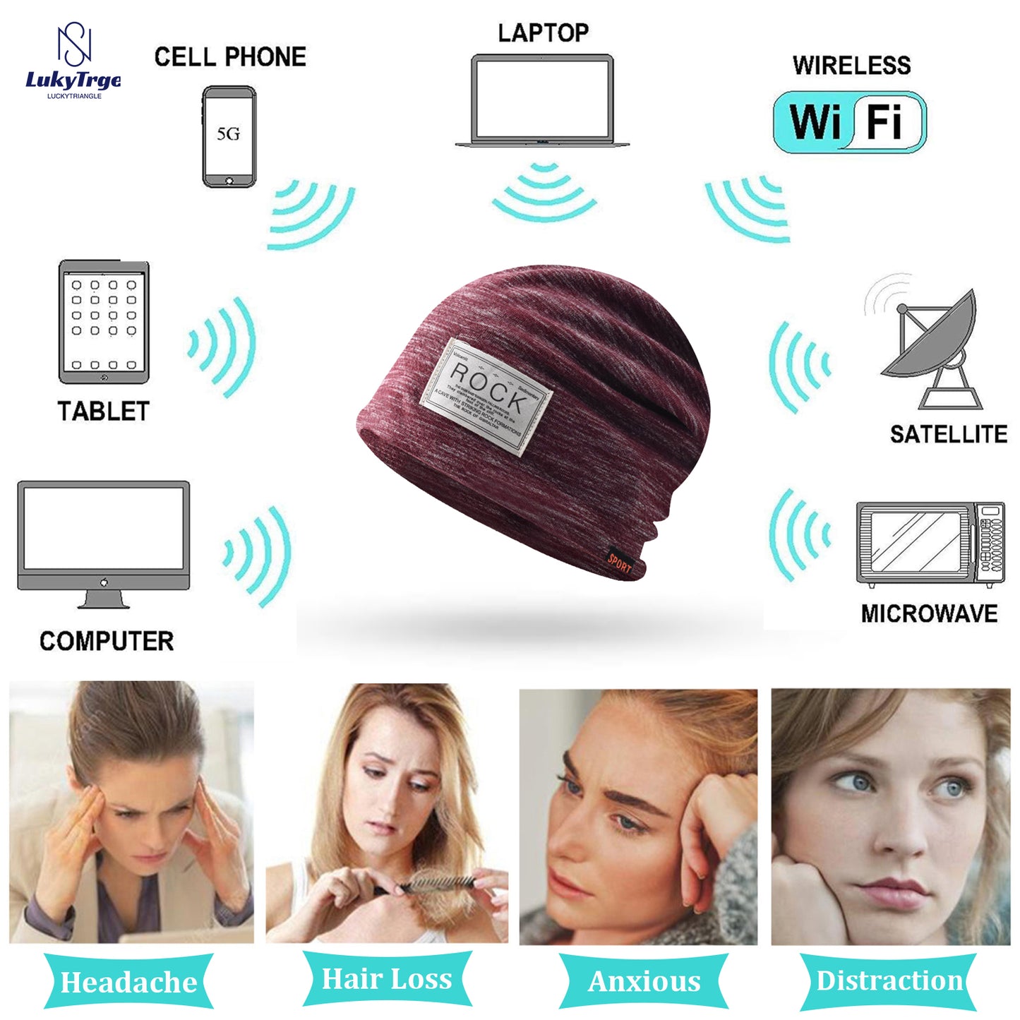 Faraday Hat,EMF Protection Microwave Radiation Blocking Stretch Cap