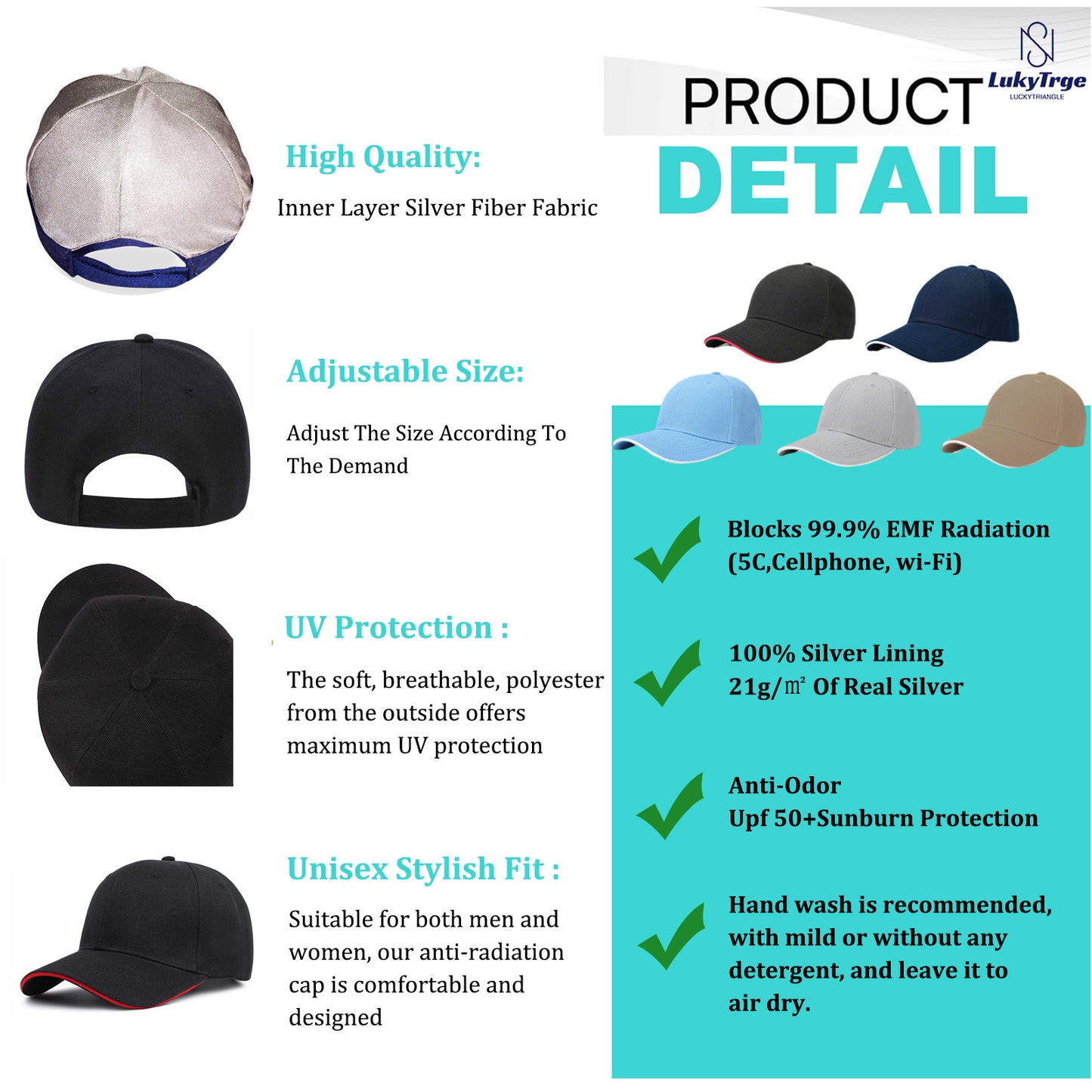 Faraday Hat,EMF Protection Baseball Cap,Blocks 99% of WiFi,RF,EMF,Bluetooth,Cell Towers