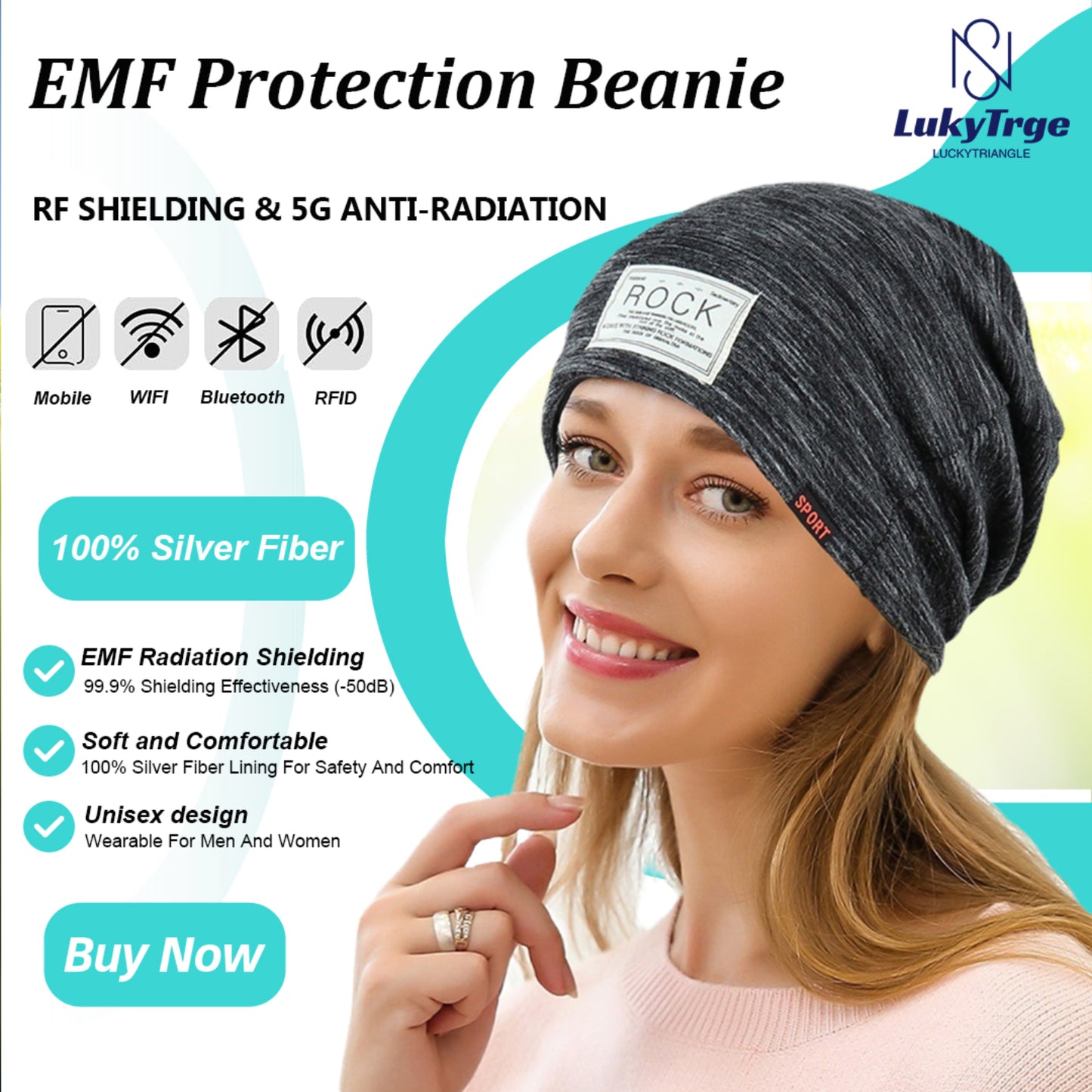 EMF Protection Beanies Cap,Unisex Faraday Hat,Microwave Radiation Blocking Stretch Cap
